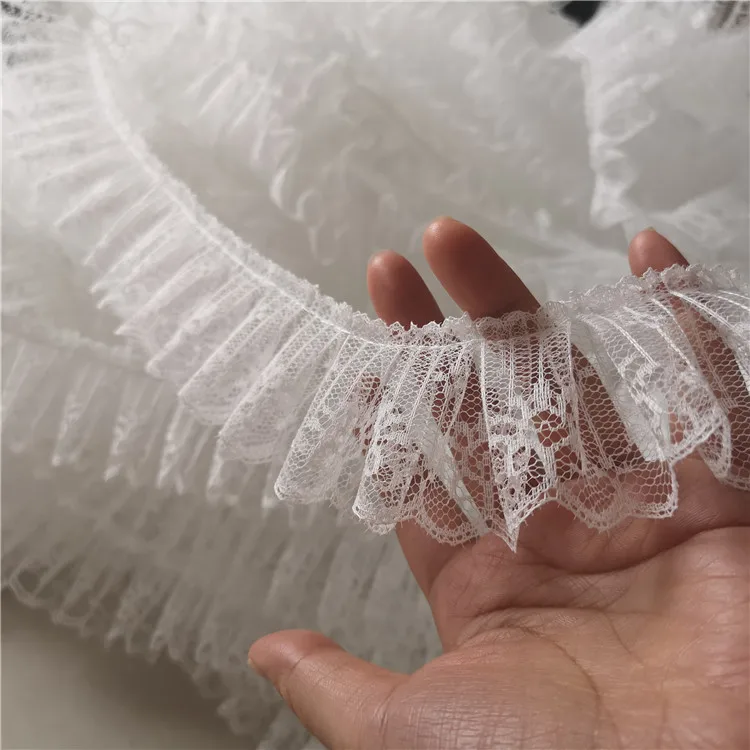 1 ярд плиссированная кружевная лента из гипюра белого черного цветов 5 см|Кружево|