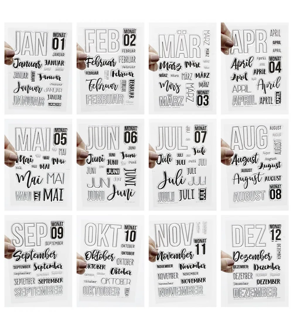 

Month Date German Clear Stamps No Metal Cutting Dies For Diy Dies Scrapbook Paper Card Decoration Photo Album Embossing Craft
