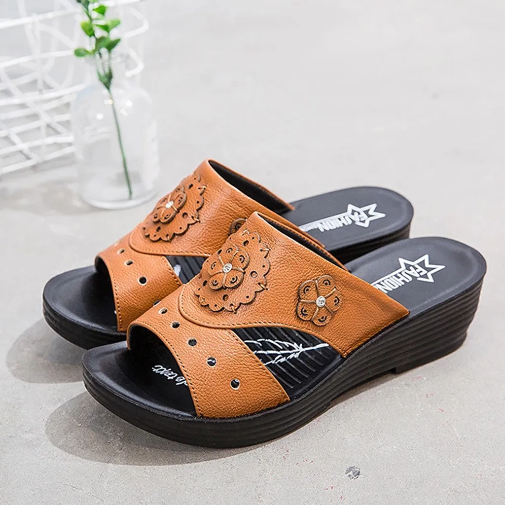 Женские шлепанцы Модные летние сандалии Однотонная повседневная обувь с