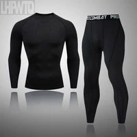 mens winter thermal underwear fitness compression set tights gym long johns clothes workout jogging sports suit running for men
