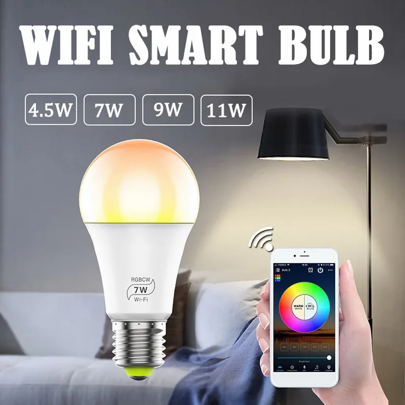 Умный Wi-Fi светильник E27 светодиодная лампа 5 Вт 7 RGB RGBCW холодный Теплый s работа с