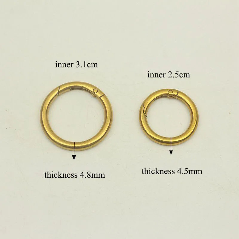 30pcs 10/13/16/19/25/31/38mm Old Gold Spring O Ring Buckles Openable Keyring Clasp Clip Bag Belt Leather Craft DIY Bag Parts