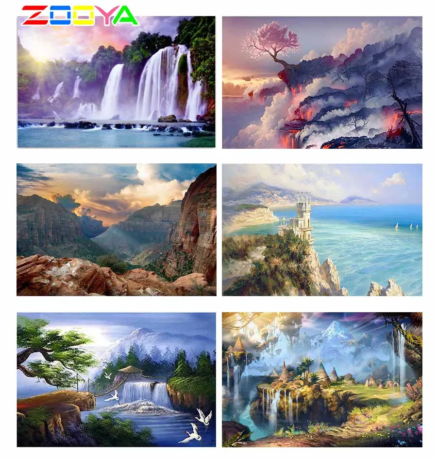 ZOOYA алмазная живопись живописные скалы Фолз Алмазная вышивка мозаика рукоделие