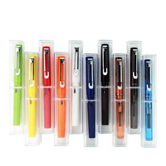 

10 шт./лот, разноцветные высококачественные пластиковые перьевые ручки с пером 0,5 мм, чернильная ручка для подарка, офисные, школьные принадлежности, бесплатная доставка