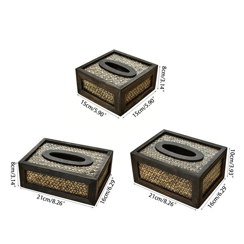 

Tissue Box Cover Holder Natural Rattan fits Facial Tissue Roll Toilet Tissue Paper Novelty Napkin for Home Bedroom Livin