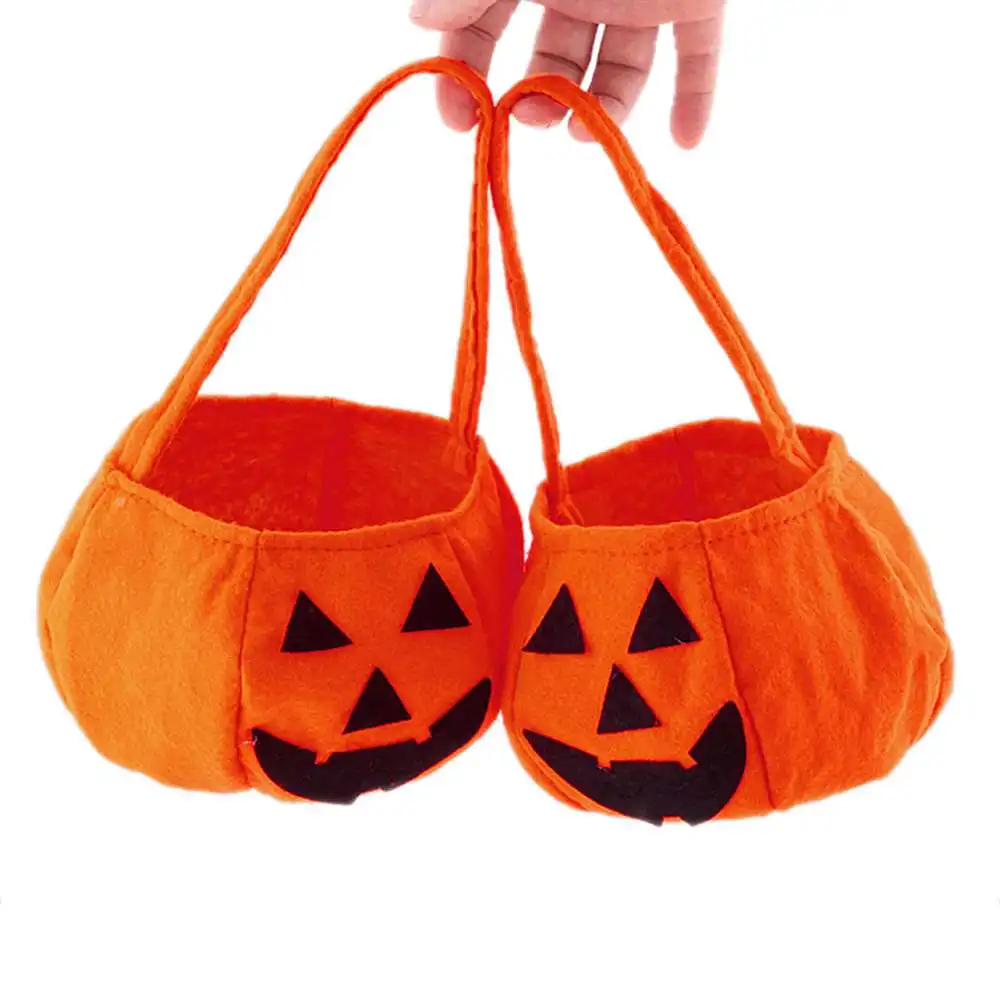 

10PCS Portable Halloween Trick Treat Pumpkin Bucket Bag for Kids Children Candy Party Favors Decoration Supplies