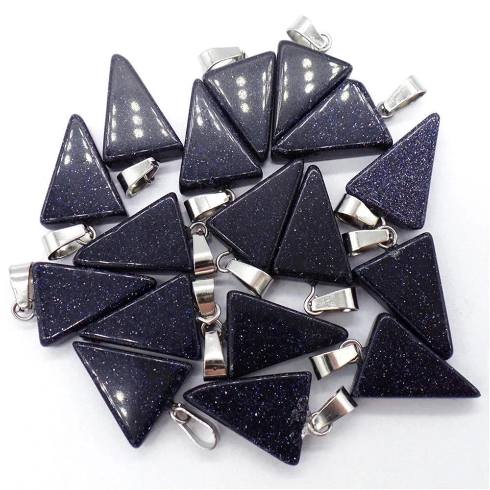 

50Pcs 20x15x6mm Wholesale Blue Sand Stone Triangle Pendant Bead DIY Earrings Jewelry Accessories S601