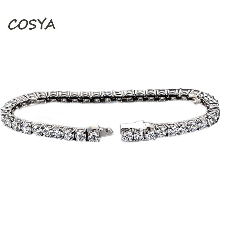 

COSYA 100% Sterling Silver 3.75mm High Carbon Diamond Sparkling Bracelet For Women Luxury Wedding Anniversary Party Fine Jewelry