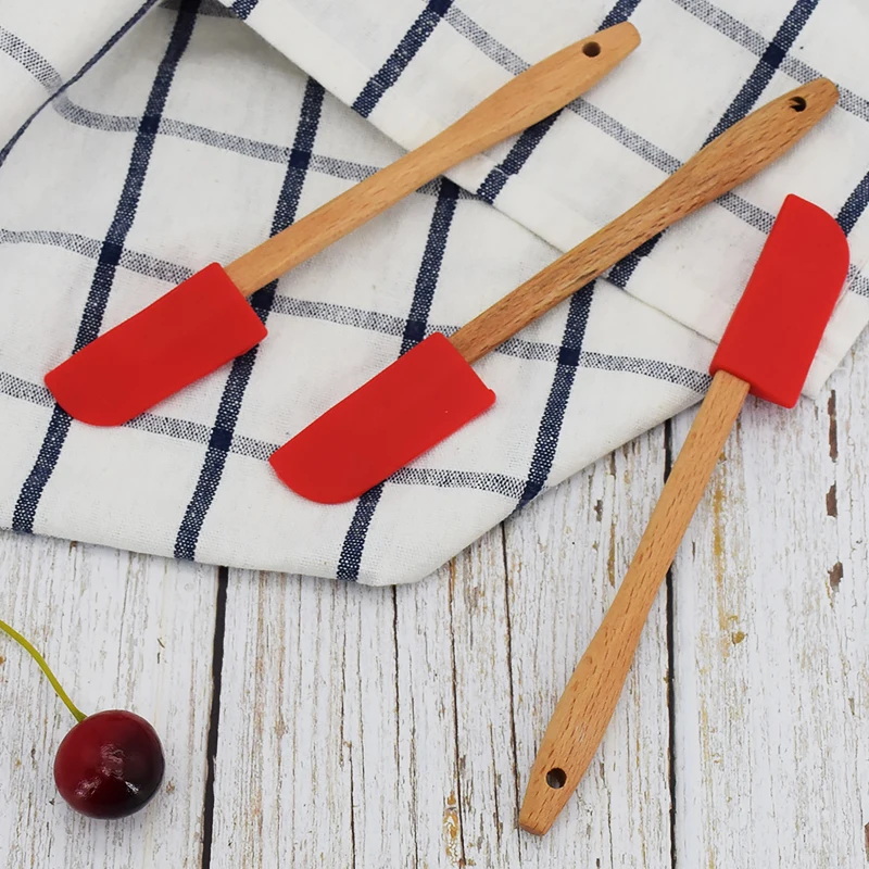 Кухонные термостойкие гибкие силиконовые шпатели кухонные лопатки с деревянной