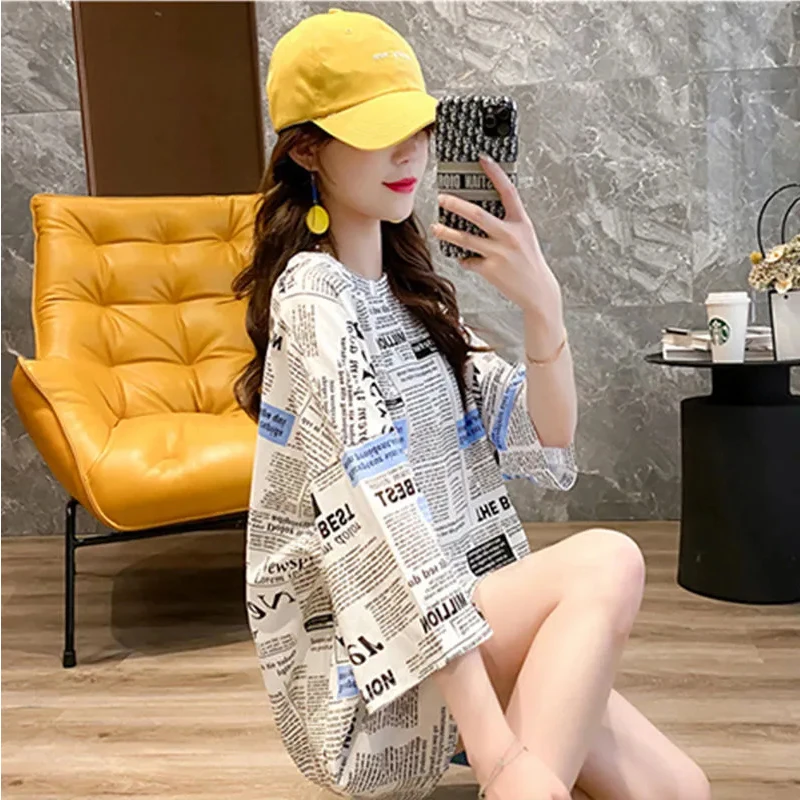 

Letter Print OversizedTshirt Women T-shirt half-sleeved Harajuku Korean Hip Hopt shirt Women Streetwear Loose Tee Shirt Tops