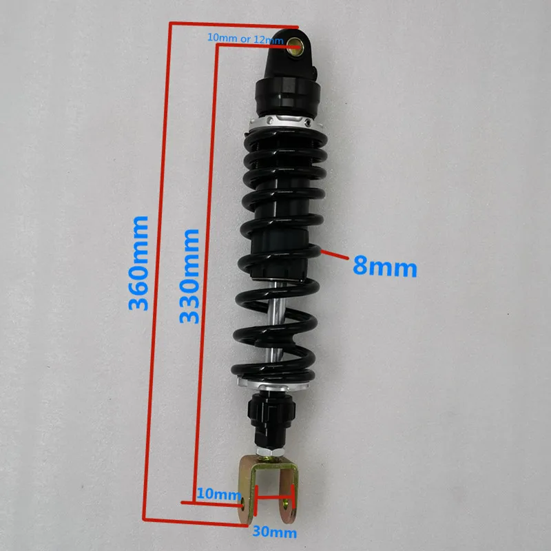 8mm 30A 330mm black 305 мм 320 мм 330 мм 340 мм 350 мм 360 мм регулируемый азотный мотоциклетный амортизатор 8 мм пружина для honda YAMAHA SUSZKUI KAWASAKI - Цвет: 8mm 30A 330mm black