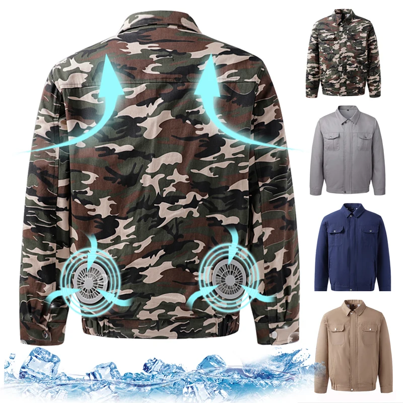 

Воздухопроницаемая куртка с длинным рукавом для мужчин и женщин, охлаждающая воздухопроницаемая куртка с USB-зарядкой для вентилятора,-40