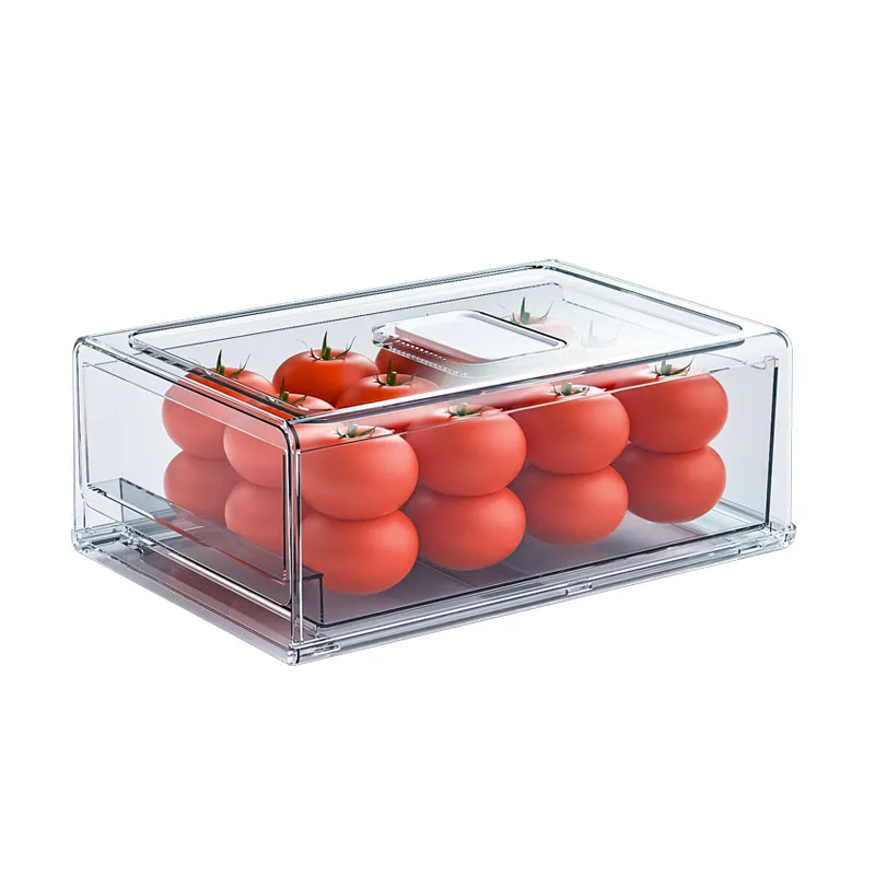 

Drawer refrigerator storage box lid superimposed Transparent sealed fruit vegetable thicken PET kitchen storage organizer