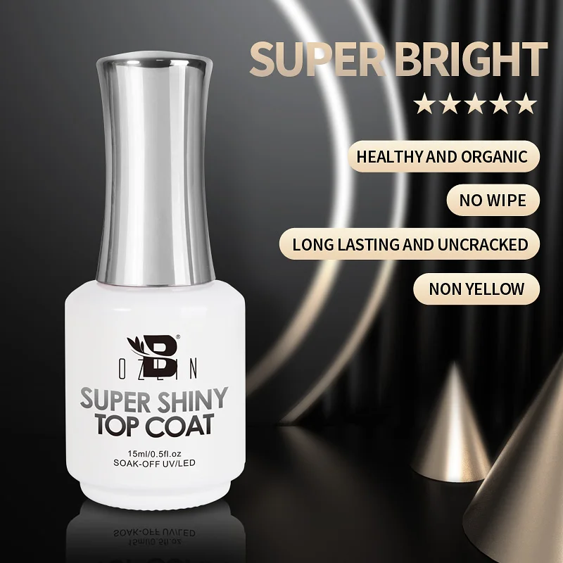 

BOZLIN 15ML Super Bright Top Coat UV Lamp Function Gel Soak Off Reinforce Long Lasting Nails Art Manicure Gel Lak Varnish Primer