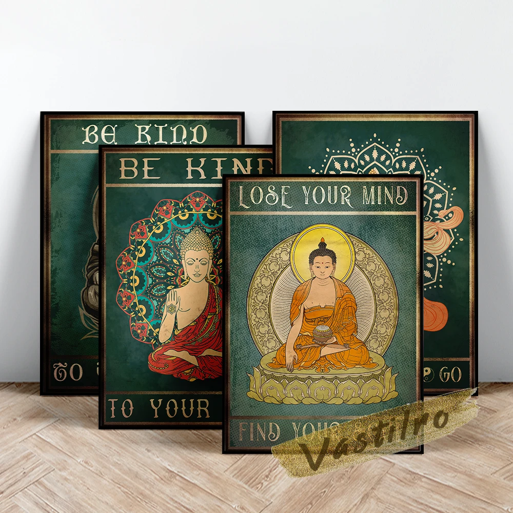 

Meditating Buddha Wall Art Canvas Painting Retro Poster Peaceful Spiritual Art Prints Home Decor Buddhism Mandala Wall Picture