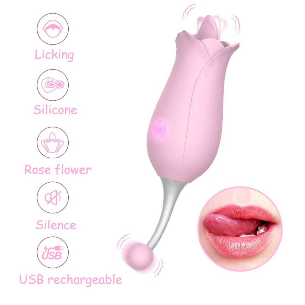 Роза цветок двойной головы Вибрационный Для женщин соски груди массажные Секс