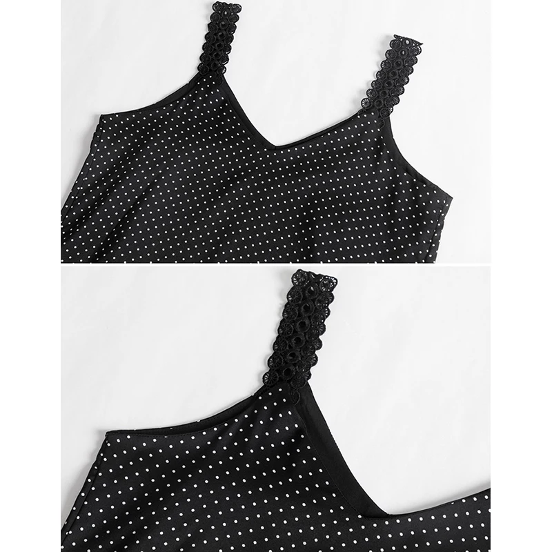 

AOSSVIAO Korean Women Tops Camis Sexy Halter Top Woman Sleeveless Solid Tank Tops Plus Size Women V-neck Camisole Basic Dots Top