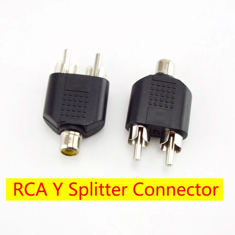 

RCA Jack Y Splitter Plug 1 Female to 2 Male Converters For AV Audio Video Plug Adapter AV TV Cable Converter