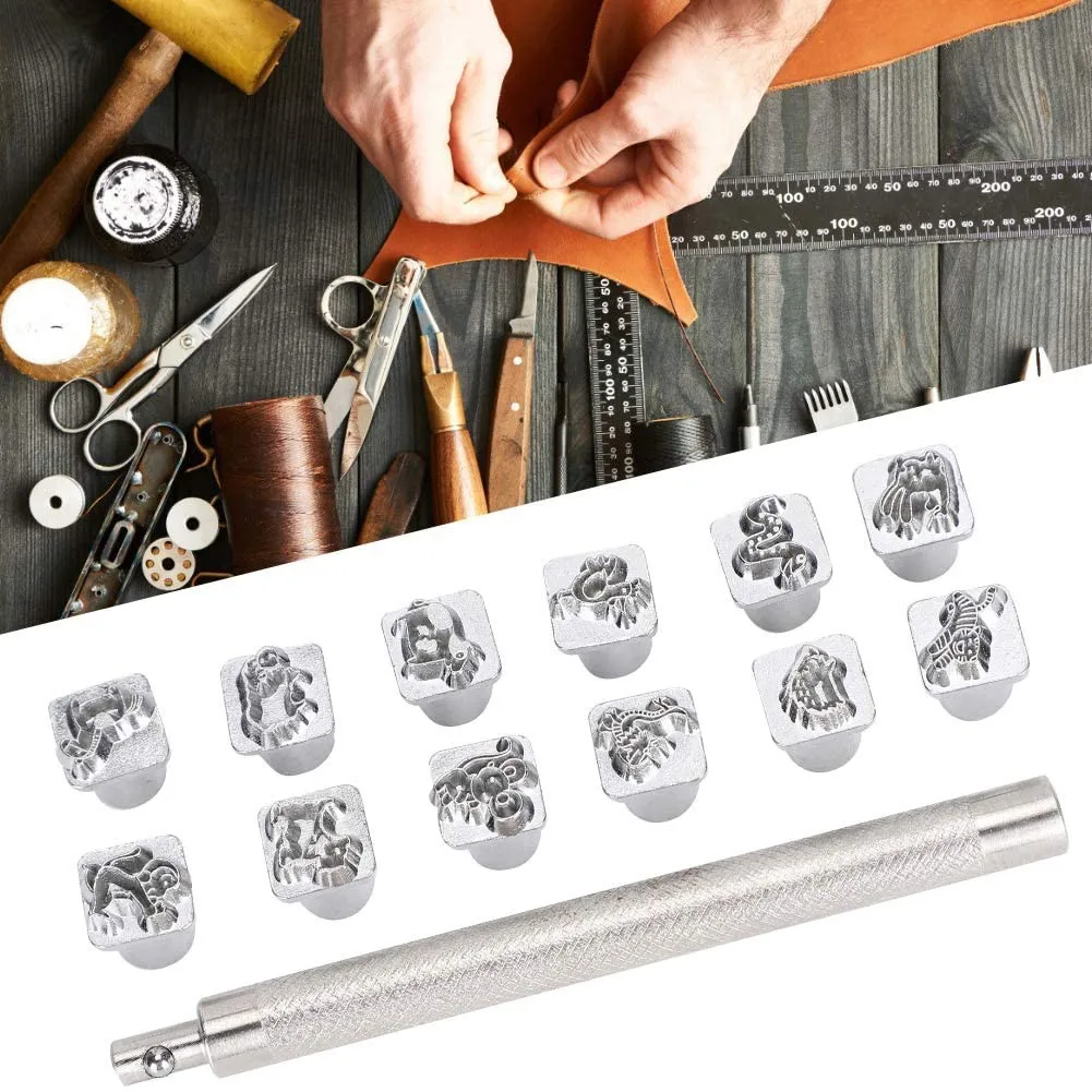 

For Leather 12pcs For Resin Stamping Punch For Wood Metal Punches Stamp