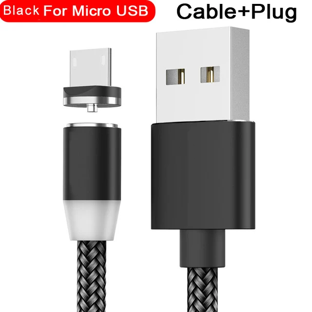 Магнитный кабель USB для быстрой зарядки кабель usb type C Магнитный кабель для зарядки данных Micro USB кабель для мобильного телефона USB шнур - Цвет: For Micro Black