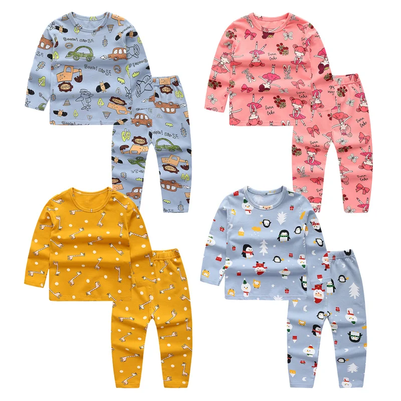 2021 New Spring Autumn Baby Boys Girls Clothing Sets Tracksuit 2PCS Cotton Sport Suit Cartoon T-Shirt+Pants Kids Clothes 