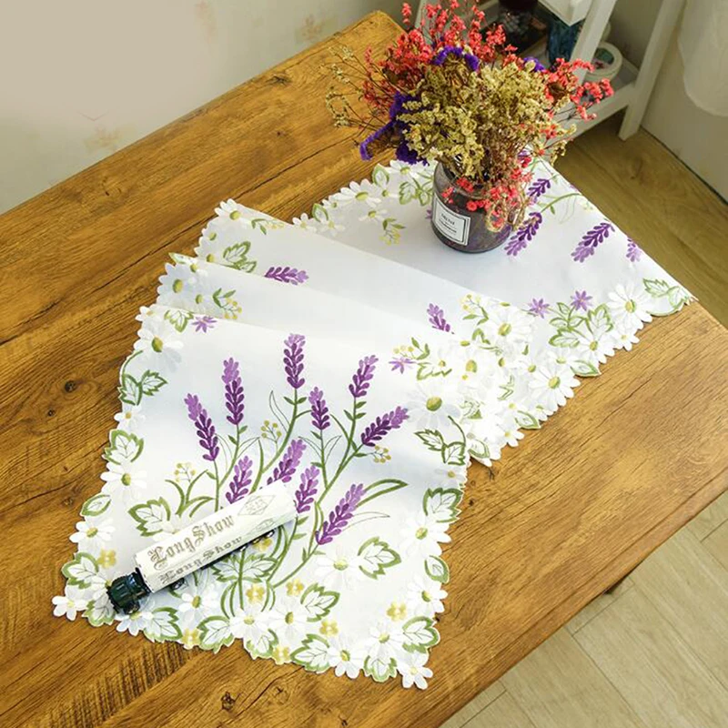 Домашняя скатерть пасторальная вышивка лавандовый узор для свадебной вечеринки