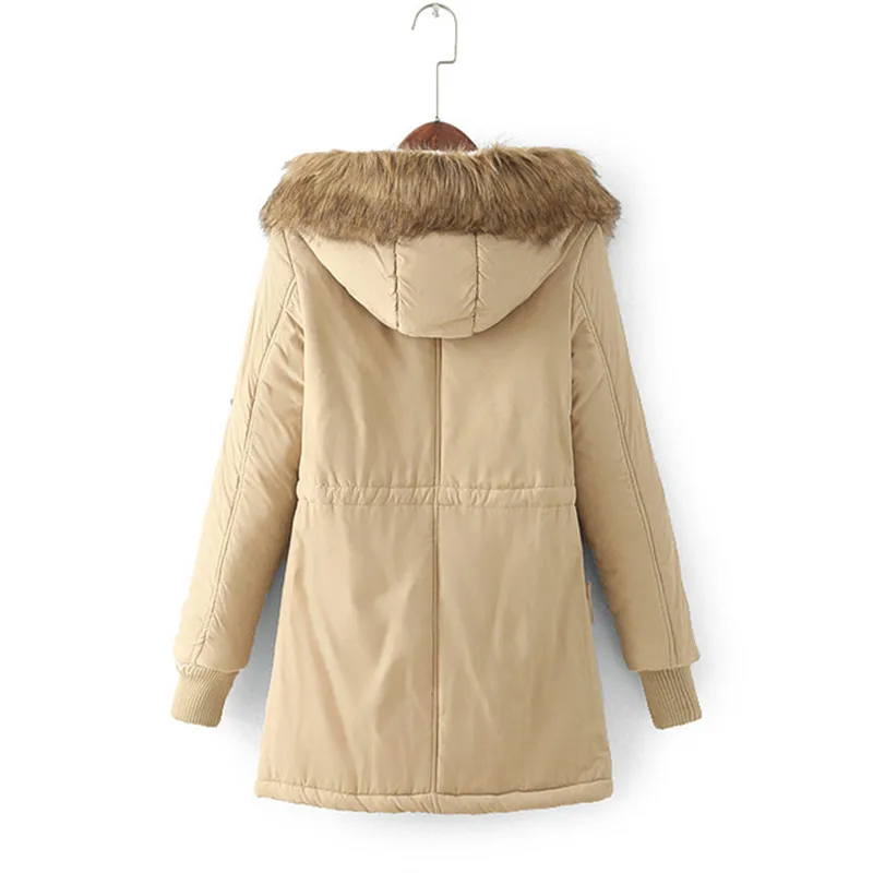 Зимняя куртка Парки с капюшоном Женская одежда воротником из искусственного