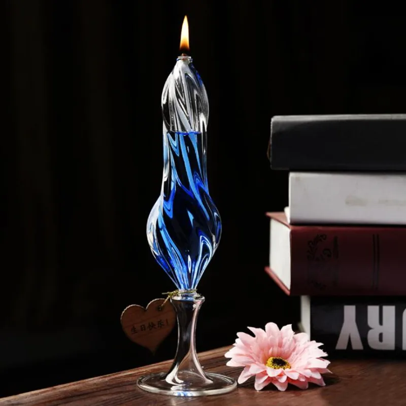 

8pcs/pack Striped Glass Oil Lamp Wedding Decoration Handcraft Glass Oil Lamp Friend Gift Glass Candle Holder