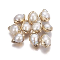 5pcs natural keshi pearl beads for jewelry making nucleated pearl golden plated nuggetsgolden f60