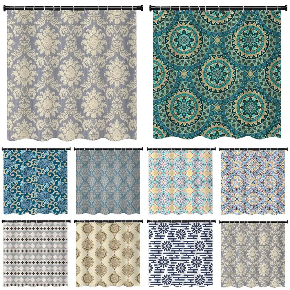 

Bohemia National Style Elegant Bathroom Decorative Shower Curtain Stripe Waterproof Bath Accessories