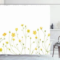 shower curtain set with hooks 72x72 inches yellow watercolor white set floral greeting pretty green frame flowers nature pattern