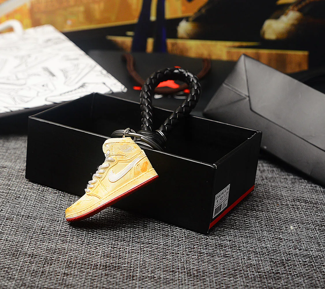 Персональный DIY Air Jordan " разбитая задняя панель" часть 1 3D кроссовок фигурный брелок сумка коробка Подвеска для пары Кукла аксессуар