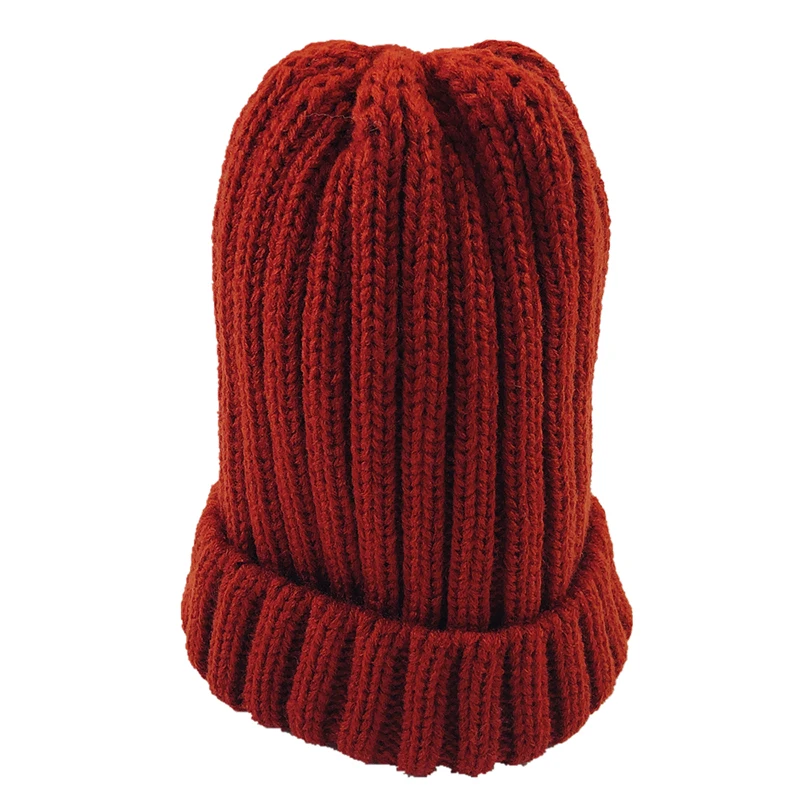 Новинка 2019 года женские зимние шапки из хлопка и шерсти одноцветные вязаные