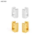 ANDYWEN новые искусственные Серебряные Золотые толстые Квадратные Кольца Рок Панк клипсы Huggies Женские Геометрические нестандартные Роскошные ювелирные изделия в подарок