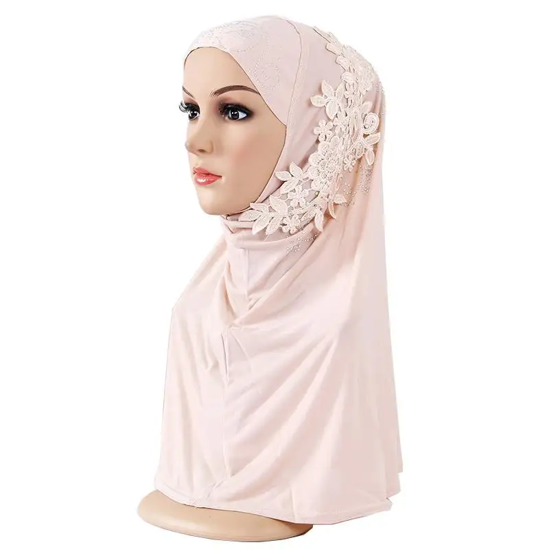 One Piece Muslim Hijab Islamic Women Under Scarf Caps Bone Bonnet Full Cover Appliques Rhinestone Turban Headscarf Ramadan New |