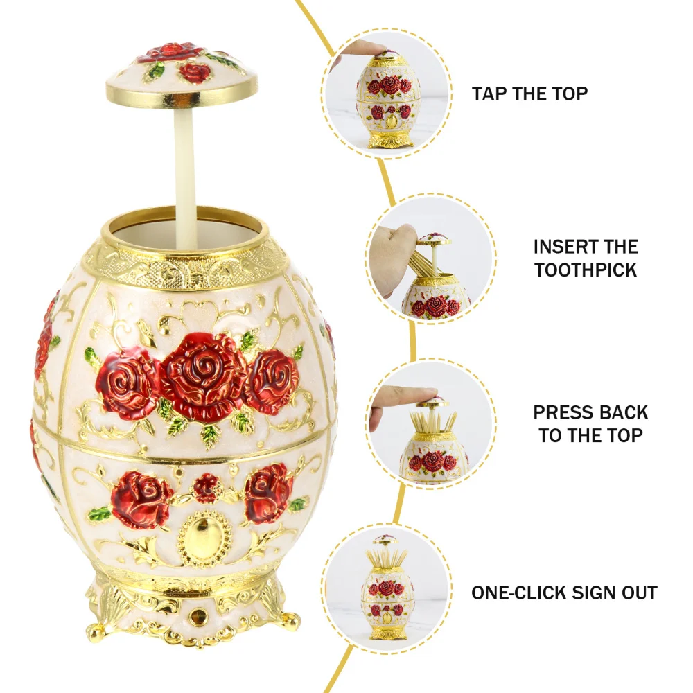 

Delicate Toothpick Box Toothpick Holder Rose Pattern Toothpick Storage Case