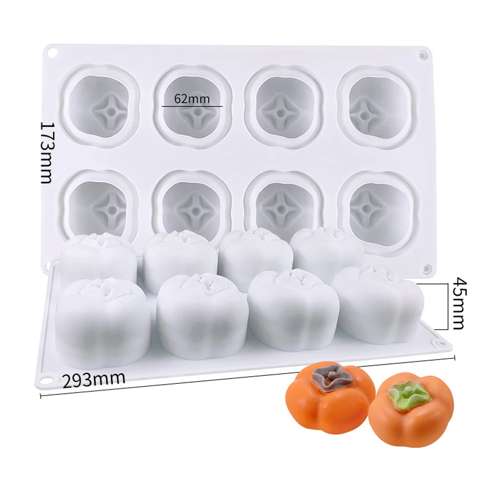 

8-Cavity Silicone Mousse Mold Cake Mold Silicone Mold Baking Mold Persimmon Shape Mold for Chocolate Cake Jelly Candy