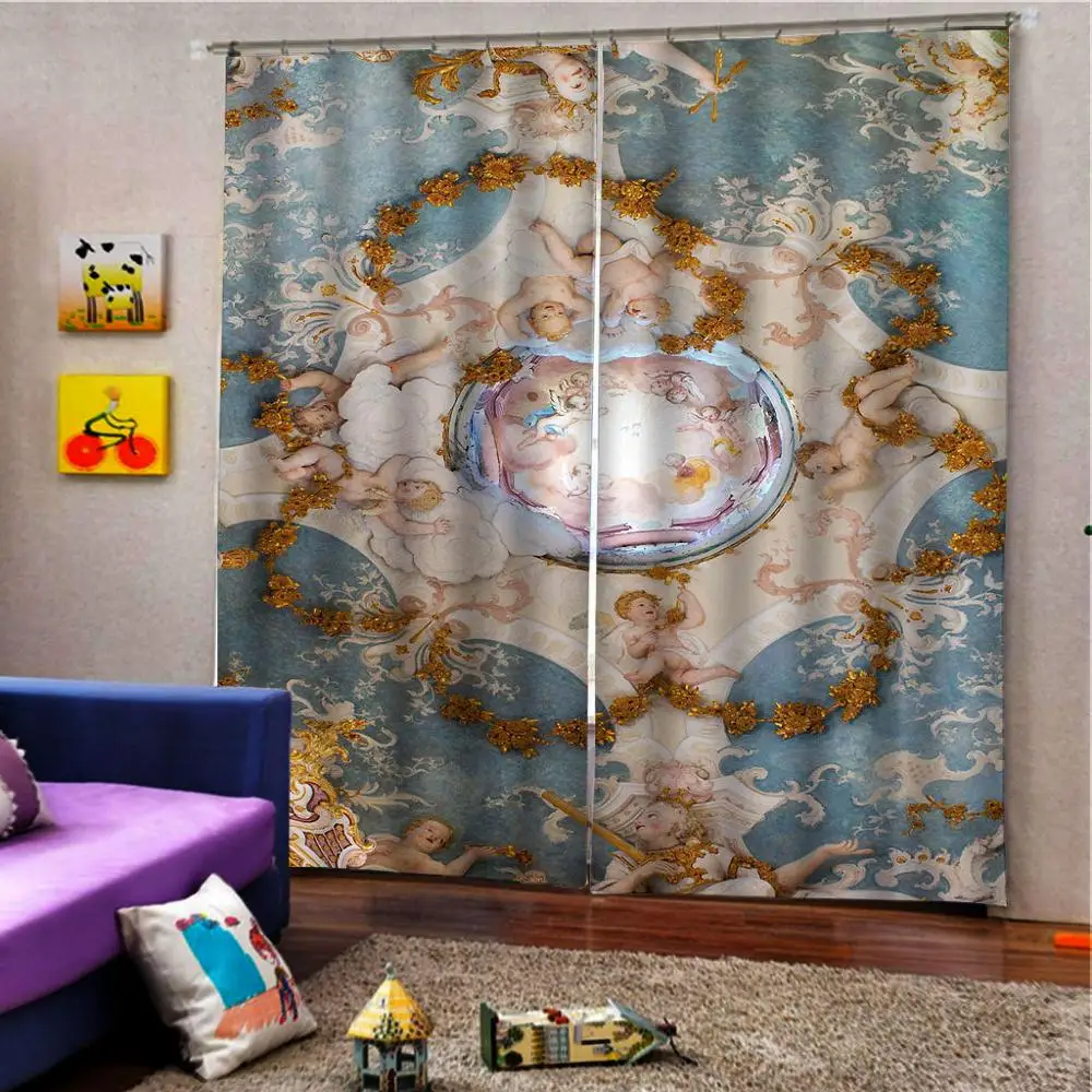 Европейские 3D занавески на окно для гостиной спальни с изображением ангелов