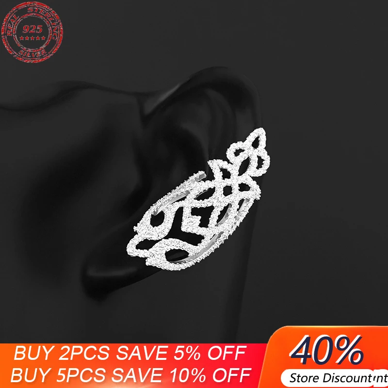

S925 Sterling Silver White Gold Single Arabesque Ear Bone Clip Female Personality Light Luxury Fashion Luxury Monaco Jewelry
