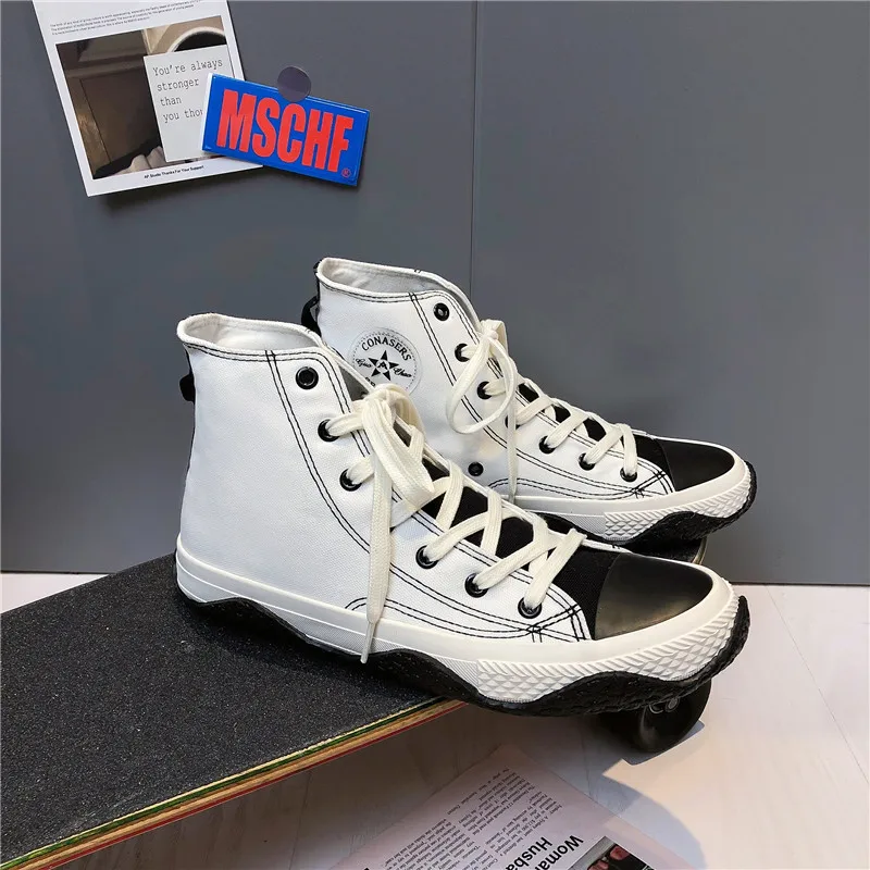 2021 демисезонная мужская повседневная обувь с высоким верхом и двойной подошвой