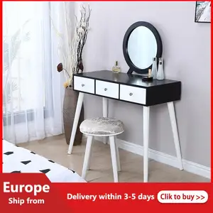 NEW Bedroom Furniture Dressers With Mirror 3 Drawers 1 Stool Multifunctional Women Makeup Dressers Dressing Table Supplies HWC