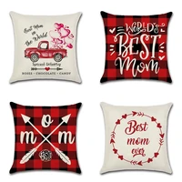 new mothers day red checkered truck printing pillow cover home decoration sofe cushion cover linen pillowcase