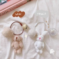 cute cartoon plush bunny pendant student school bag doll jingle accessories car keychain girl decoration accessories