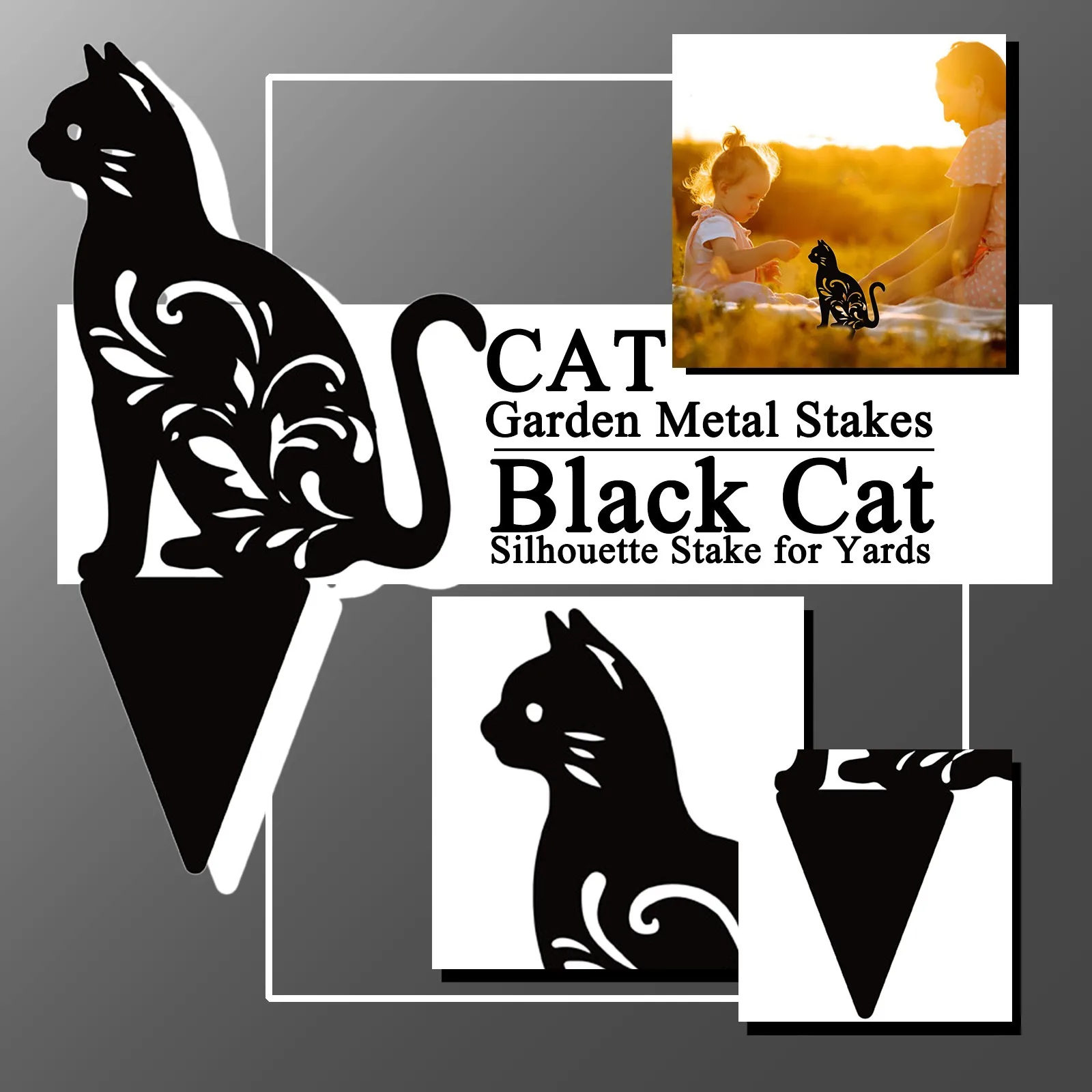 Силуэт черной кошки украшение для сада акриловые водонепроницаемые статуи кошек