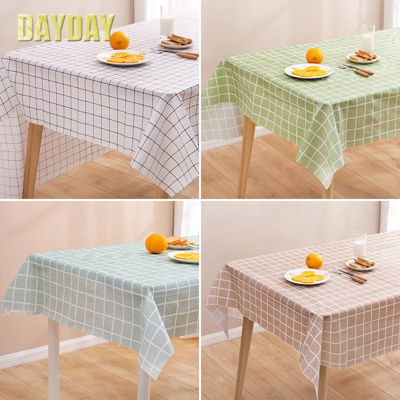 

Peva Oil-proof Tablecloth Household Grid Table Mat Birthday Party Table Cover Rectangle Desk Cloths Wipe Waterproof Tables Cloth