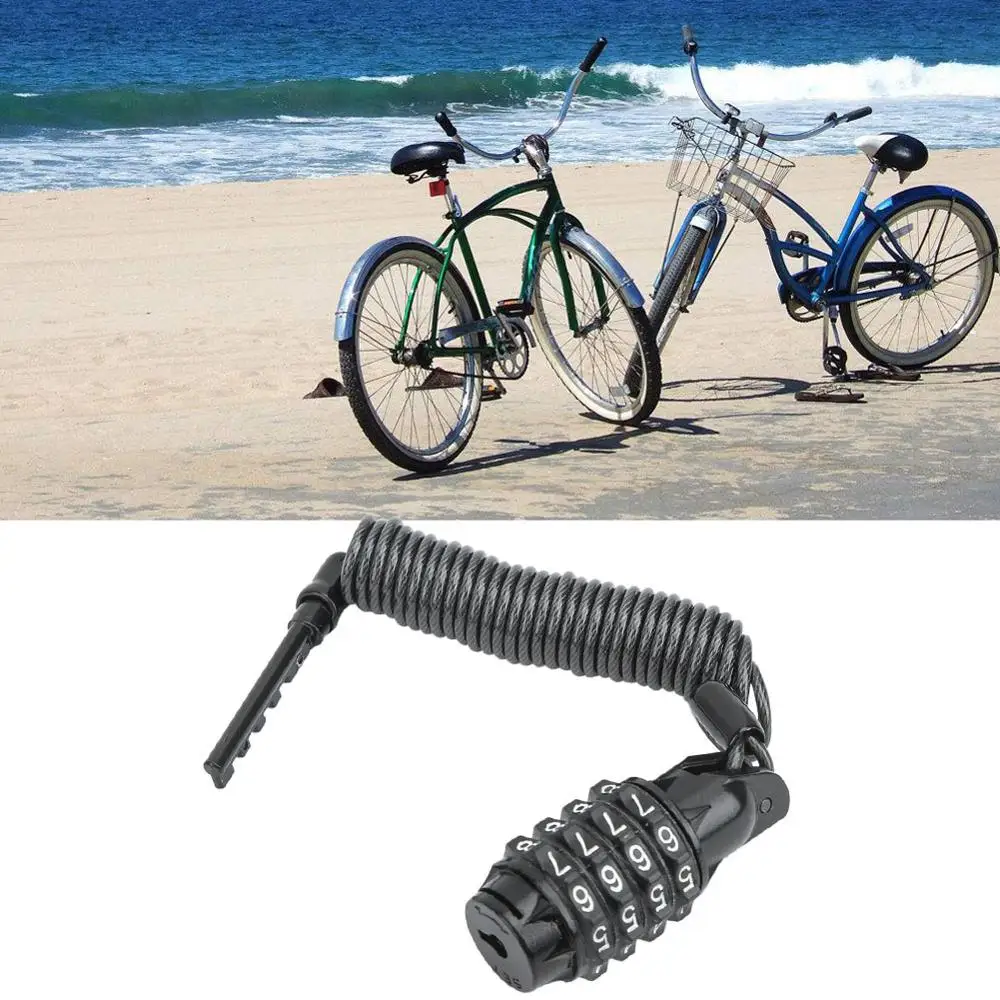 Universal Motorcycle Helmet Lock Cable Code Combination PIN Locking Carabiner Security Reminder Lanyard Spring | Автомобили и