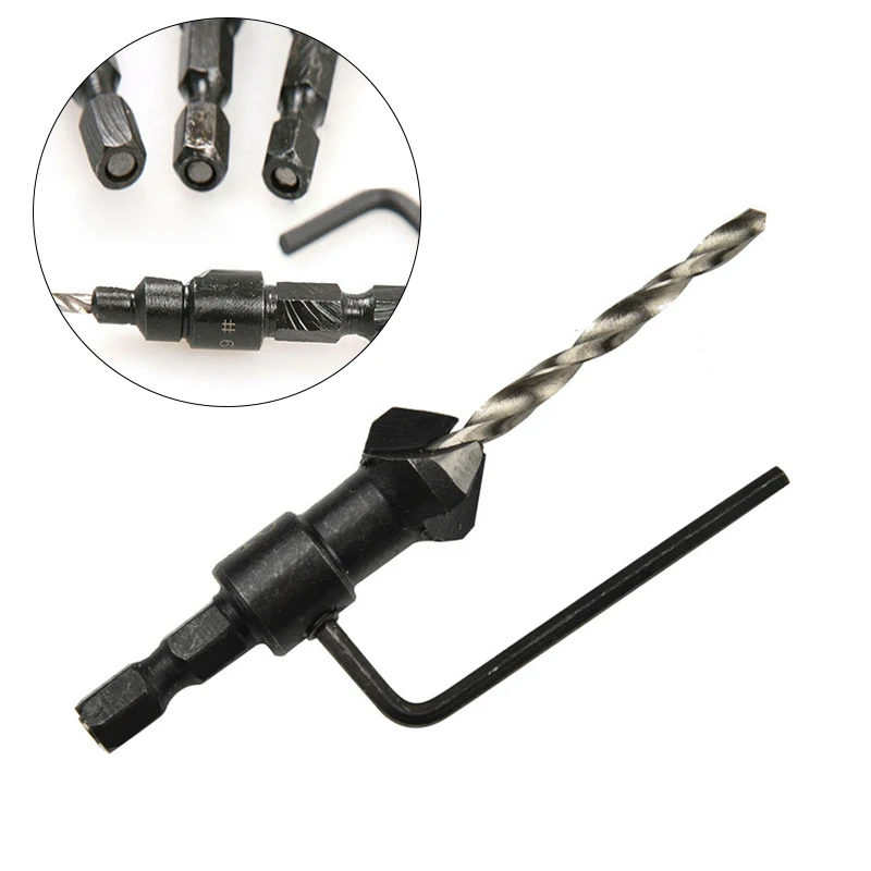 

4Pcs 5 Flutes HSS Countersink Drill Bit Set Woodworking Carpentry Tools 6-12
