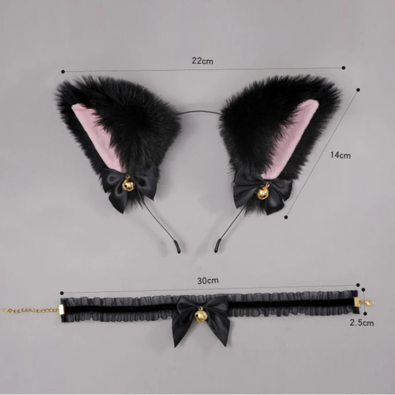 Lolita Cat Ear Hair Band and Bow Choker Set Cosplay Two-Dimensional Comic Exhibition Gothic Maid Hair Accessories orejas de gato