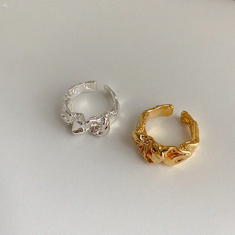 Женские регулируемые металлические кольца AOMU винтажные текстурированные