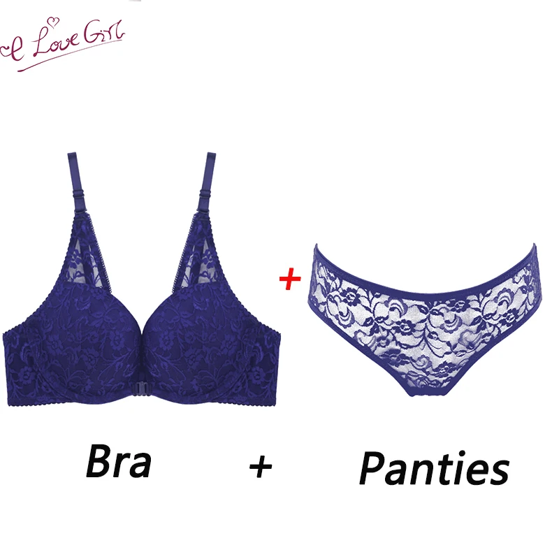 

Elovegirl Bra + PantiesHot Sale Brand Sexy Lingerie Push Up Underwear Set Floral Embroidery Lace Ladies 5/8 Cup Bra